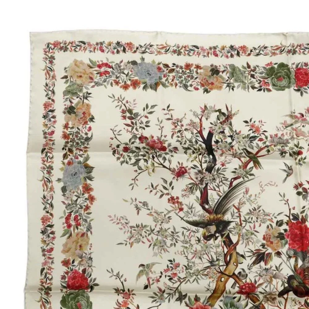 Dior Square Scarf Floral Pattern Beige 25 Jah090 Zkdo Accessories